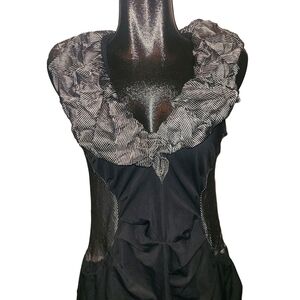 Joseph Ribkoff black sleeveless ruffled neckline dress Sz.12